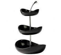 GUASDIE 3 Tier Fruit Bowl Decorative Serving Stand for Kitchen Dining Table, Modern Ceramic Tiered Display Organizer for Fruit Dessert Snack Party Decor Living Room Centerpiece, Black