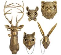 GUASDIE 3D Head Wall Mount Ornament Deer Decor Rabbit Ornaments Animal Head Wall Sculptures Modern Art Statue Animal Heads Resin Home Accessories Wall Decorations for Living Room to Hang Ornaments