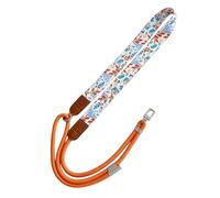 GUASDIE Boho Floral Cell Phone Lanyard for Women, Adjustable Wrist & Neck Strap with Universal Tether Tab, Anti-Lost Phone Strap for Most Phone Cases, Bohemian Vintage Phone Accessory,Orange