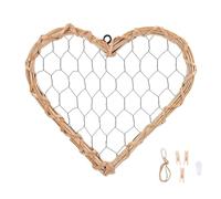 GUASDIE Grid Photo Wall Panels, Heart Shape Iron Rack Art Wire Board, Heart Shaped Willow Garland Picture Hanger Vintage Decor Diy Photo Frame for Home, Office, Kitchen, Bedroom, Black,M