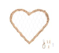 GUASDIE Grid Photo Wall Panels, Heart Shape Iron Rack Art Wire Board, Heart Shaped Willow Garland Picture Hanger Vintage Decor Diy Photo Frame for Home, Office, Kitchen, Bedroom, White,M