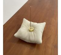 GUASDIE Incense Holder for Sticks Ceramics Lotus Incense Burner, Heat-Resistant Insence-Stick Holder Pillow shape Elegant Mutton-Fat Jade Ceramic for Meditation, Yoga, Relax & Tea,Beige