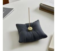 GUASDIE Incense Holder for Sticks Ceramics Lotus Incense Burner, Heat-Resistant Insence-Stick Holder Pillow shape Elegant Mutton-Fat Jade Ceramic for Meditation, Yoga, Relax & Tea,Black