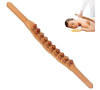 Guasha Wood Stick Massage Tool Double Row 20 Beads Massage Stick Wood Tools Point Therapeutic Guasha Tool for Body Back Pain Relief Light Tan..