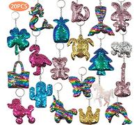 GuassLee 20pcs Flip Sequin Keychain Party Favors Easter Bag Filler Keychains for Kids & Adults Birthday Favors Backpack Accessories