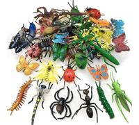 GuassLee 43 Pack Bugs Toys Fake Plastic Bug Insects for Kids Birthday Party Favours Halloween Easter Goodie Bag Fillers April Fool's Day Prank Gifts