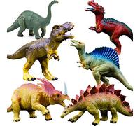 GuassLee Dinosaur Toys, Plastic Dinosaur Figure Set, Ideal Education Toys for Kids and Toddler, Including T-Rex, Stegosaurus, Monoclonius, 6 to 7 Inch Large Size, 6 Pack