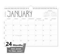 GuassLee Wall Calendar 2026, 24-Month Desk/Wall Calendar from Jan. 2026 to Dec. 2027,17" X 12" Desktop Hanging Monthly Planner with Thick Paper Spiral Bound for Easy Organizing