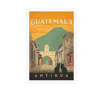 Guatemala Antigua Street Scene Poster Print, Countries of The World Travel Poster Print, Vintage Wall Print Mid Century Canvas Prints for Living Room Bedroom Decorating Christmas Gifts Canvas Poster B
