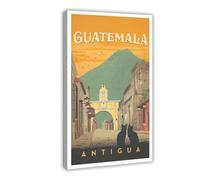 Guatemala Antigua Street Scene Poster Print, Countries of The World Travel Poster Print, Vintage Wall Print Mid Century Canvas Prints for Living Room Bedroom Decorating Christmas Gifts Canvas Poster B