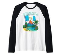 Guatemala Chapin Atitlan Tikal Volcan Quetzal Maya Retro 502 Raglan Baseball Tee