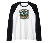 Guatemala Corazón Del Mundo Maya Tikal Temple of the Jaguar Raglan Baseball Tee