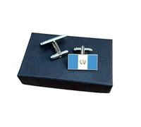 Guatemala Flag Cufflinks - Guatemalan National Emblem Gift for Men | Blue & White Flag with Coat of Arms Design | Groomsmen Wedding Gift | Gift Box Included | Proud Guatemala Heritage Keepsake