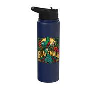 Guatemala Resplendent Quetzal, Pyramid, and Volcano Stainless Steel Insulated Water Bottle