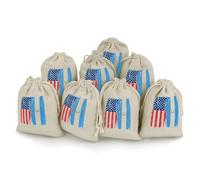 Guatemala U.S. Flag Printed Cotton And Hemp Bunches Pocket Drawstring Pouch 8 Pieces Reusable Gift Bags