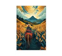 Guatemalan Farmer on Horse Illustration, Highland Scene Art Print Canvas Poster Wall Art Decor Print Picture Paintings for Living Room Bedroom Decoration 24x36inch(60x90cm)