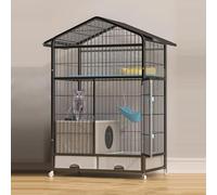 GUAWJRZDP Cat Cage Indoor, 3-tier Cat Playpen, Cat Enclosures, with Litter Box, with Storage Drawer, with Universal Wheels, Cat House, for 1-2 Cats, 32.6x23.2x53.5in(Black)