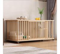 GUAWJRZDP Cat Enclosures, Wooden Cat Playpen, Large Cat Cage, 2 Doors, with Wheels, Sisal Springboard, Pet Playpen, Easy To Assemble, for 1-2 Cat(Wood color,LARGE_1 LAYER)