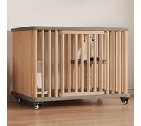 GUAWJRZDP Cat Enclosures, Wooden Cat Playpen, Large Cat Cage, 2 Doors, with Wheels, Sisal Springboard, Pet Playpen, Easy To Assemble, for 1-2 Cat(Wood color+gray,SMALL_1 LAYER)