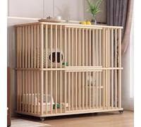 GUAWJRZDP Cat Enclosures, Wooden Cat Playpen, Large Cat Cage, 2 Doors, with Wheels, Sisal Springboard, Pet Playpen, Easy To Assemble, for 1-2 Cat(Wood color,LARGE_2 LAYERS)