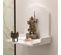GUAWJRZDP Wall-Mounted Buddha Statue Stand, Shrine Altar Table, Wood Meditation Table, Chinese Style Guan Gong God of Wealth Pagoda Shelf, Prayer Buddhist Niche Incense Table(White,32x25x25cm)
