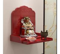 GUAWJRZDP Wall-Mounted Buddha Statue Stand, Shrine Altar Table, Wood Meditation Table, Chinese Style Guan Gong God of Wealth Pagoda Shelf, Prayer Buddhist Niche Incense Table(Red,32x25x25cm)