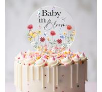 Guawubiang Baby in Bloom Cake Topper, Floral Decor, Pastel, 1 Count, 4.7*7.1 inches, Acrylic, Cake Topper, Birthday, Baby Shower