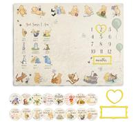 Guawubiang Winnie Baby Milestone Blanket, God Says I am Bold Milestone Blanket, Winnie Newborn Month Blankets for Baby, with Double-Sided Printed Cardstock（16 Unforgettable Moments of Babies）