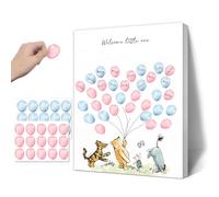 Guawubiang Winnie Baby Shower Guest Book, Animals Theme Guest Book Baby Shower, Gender Reveal Fingerprint Sign for Baby Shower, Gender Reveal Keepsake for Expectant Mother