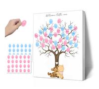 Guawubiang Winnie Gender Reveal Fingerprint Tree, Winnie Gender Reveal Decor Guestbook, Gender Reveal Party Ideas, Baby Shower Decoration for Expectant Mothers
