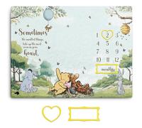 Guawubiang Winnie Milestone Blanket for Baby Boy, The Pooh Babies Monthly Milestone Blanket Gift, Baby Growth Photo Blankets with Photo Tools, Perfect for Baby Shower Birthday Party