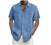 Guayabera Shirts Loose Fit Big and Tall Basic Tees White Office Blouse Spring Business Casual Loose Fit Heavyweight Short-Sleeve Pocket T-Shirt Clothes for Wimen