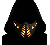 Guayma Halloween Scary Led Mask Light Up Demon Oni Cyberpunk Half Face Masks For Men/Women Costume Cosplay Party,Black