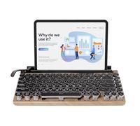 GUAZI STORE 83-Key Real Mechanical Keyboard dot Retro Typewriter Mechanical Keyboard Punk keycap Backlit Gaming Bluetooth Keyboard can be Applied to Computers, Tablets, Mobile Phones (Wood Color)