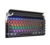 GUAZI STORE Retro Typewriter Keyboard Punk Round Keyboard 83-Key Mechanical Keyboard Wireless Bluetooth Keyboard,Gaming Mechanical Keyboard,Anti-ghosting Blue Switch Mechanical Keyboard (Black)