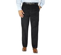 GUBA New Mens Corduroy Cord Trousers Cotton, Stretch Workwear Straight Leg Formal Office Work Walking Pants for Men Plus Size 30-50 (Black, 34-31)