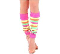 GUBA® Women’s Stripes Leg Warmer Extra Soft Stylish Fancy Winter 80s Dress Costume Accessory Stretchy Knit Leg Warmers For Ladies Girls (Florescent, Rainbow)