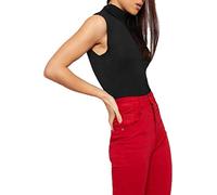 GUBA Womens Sleeveless Plain Polo Roll Neck Top, Womens Turtle High Neckline Vest Stretch Summer T-Shirt Top UK S-3XL (XXL, Black)