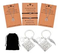 GUBEARE 6 Pcs Pet Memorial Gifts, Pet Sympathy Gift, Bracelet for Beloved Dog Cat, Pet Memorial Keychain for Women Men Who Loss of Pets, Pet Sympathy Gift