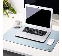 GUBEE PU Leather Multifunctional Office Desk Pad,Upgrade Sewing Edge Desk Mat,Waterproof Non-slip Anti-dirty Scratchproof Mouse Mat Pad for Office,Home and Travel (Blue/Silver)