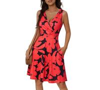 GUBERRY Womens Wrap V Neck Sleeveless Sundress Summer Flare Tank Dress with Pockets …, Floral-115, XL
