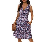 GUBERRY Womens Wrap V Neck Sleeveless Sundress Summer Flare Tank Dress with Pockets …, Floral-134, M