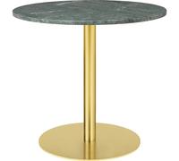 GUBI 1.0 Dining Table Round Ø80 cm M. Brass Base and Green Guatemala Marble Top