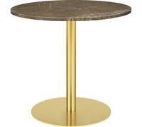 GUBI 1.0 Dining Table Round Ø80 cm w. Brass Base and Brown Emperador Marble Top