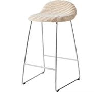 Gubi 3D Bar Stool H65 Stainless Steel/Lupo Special Diagonal Bouclé/Dedar 009