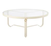 Gubi Adnet Coffee Table Ø100 Cream Leather/ Transparent Glass