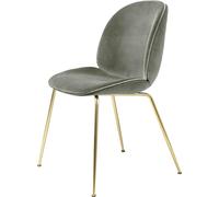 GUBI - Beetle Chair Upholstered Brass Base/ Eros, Pastel Green - Pastel Green