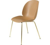 GUBI Beetle Dining Chair Conic Base Brass Semi Matt/ Amber Brown