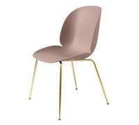 GUBI - Beetle Dining Chair Un-upholstered, Conic Base Brass, Sweet Pink - Pink