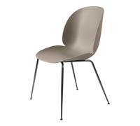 GUBI - Beetle Dining Chair Unupholstered, Conic Base Black Chromed, New Beige - Black